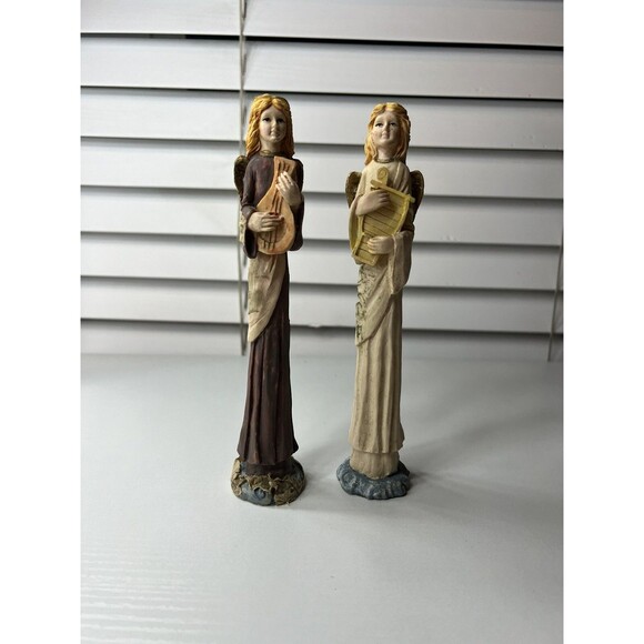 Vintage Windsor Pencil Angels Set Of 2 Figurine 7.5" Resin Holiday Decor No Box - Picture 1 of 7